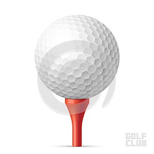 Golf ball on red tee photo