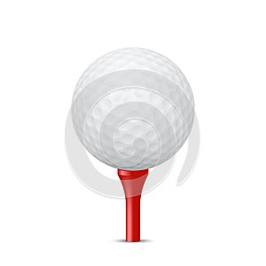 Golf ball on a red tee. Vector illustration. photo