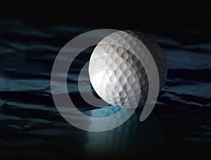 Golf ball on reflective surface photo