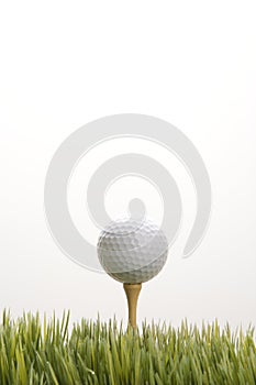 Golf ball resting on tee