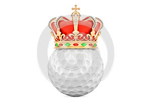 Golf ball with royal crown, 3D rendering