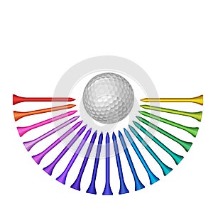 Golf ball with set of tee