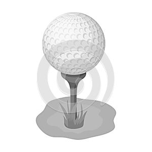 Golf ball on the stand.Golf club single icon in monochrome style vector symbol stock illustration web.