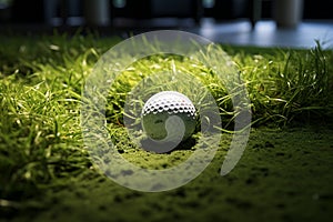 Golf Ball on Synthetic Grass. Generative By Ai