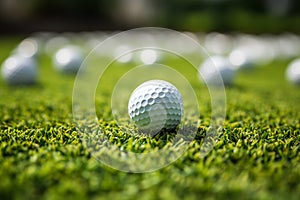 Golf Ball on Synthetic Grass. Generative By Ai