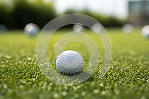 Golf Ball on Synthetic Grass. Generative By Ai