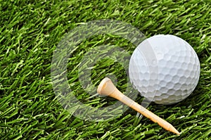 Golf Ball and Tee with Copy Space