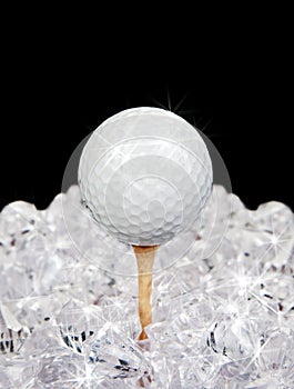 Golf ball on tee in diamonds