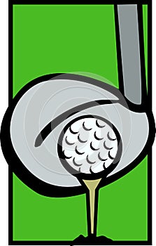 Golf ball tee and driver club vector illustration