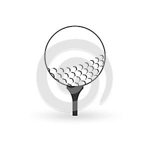 Golf ball on tee. Golfball icon. Vector illustration.