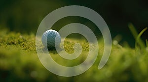 A Golf Ball On A Tee On A Green Golf Course. Generative AI