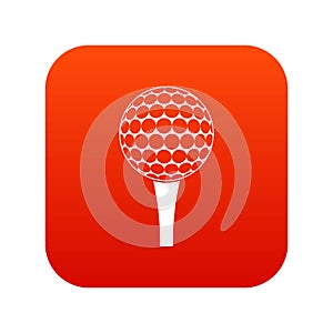 Golf ball on a tee icon digital red