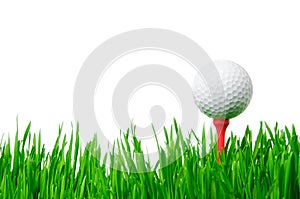 Golf ball on tee isolated