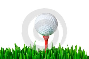 Golf ball on tee isolated