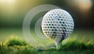 Golf ball on tee ready to be shot , Generative Ai