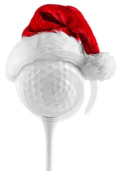 Golf ball on tee santa hat