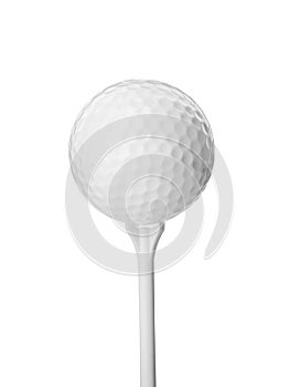 Golf ball and tee on white. Sport equipment
