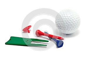 Golf Ball, Tees, Marker, and Divot Repair Tool photo