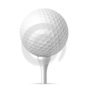 Golf ball on white tee