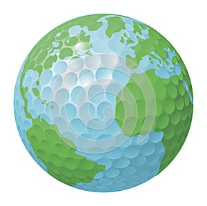 Golf ball world globe concept