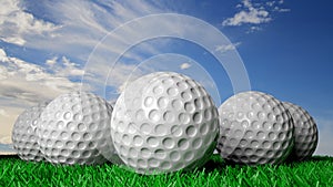 Golf balls on green turf
