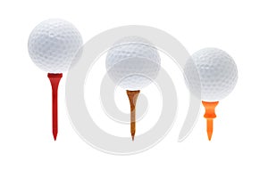 Golf balls on tees