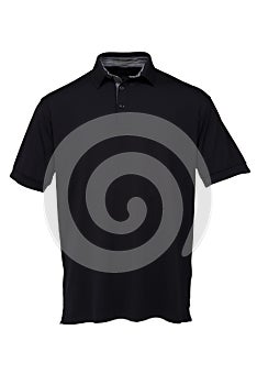Golf black tee shirt with black and white Stripes collar for ma