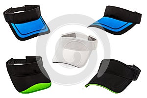 Golf visors on white background