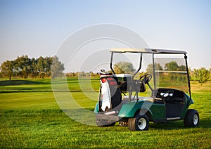 Golf car on the golf course