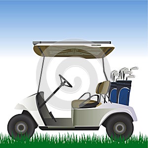 Golf cart in the field vector