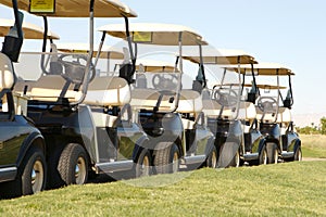 Golf carts lined up