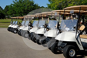 Golf carts parked