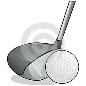 Golf Club and ball with clipping path