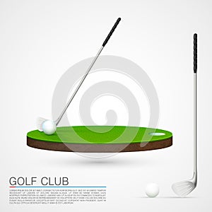 Golf club and ball in grass