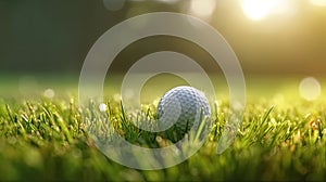 Golf club and ball in grass. Let\'s golf. Generative Ai