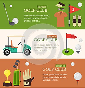 Golf Club Banner Flat Design Style. Vector