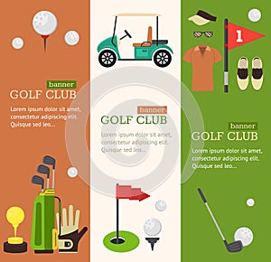 Golf Club Banner Flat Design Style. Vector