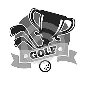 Golf club colorless logo emblem isolated on white