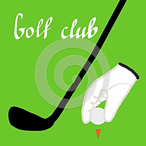 golf club hand drawn text and hand in white glove