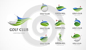 Golf club icons, symbols, elements and logo collection