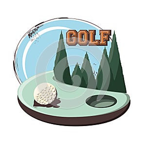 Golf club label with ball