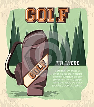 Golf club label with caddy bag