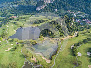 Golf Club with Lakes Malaysia shot by drone