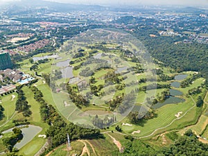 Golf Club with Lakes Malaysia shot by drone