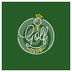 Golf club logo. Round linear logo of golf ball