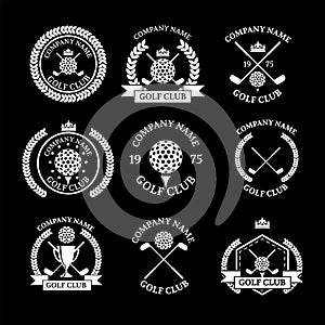 Golf club logos set of templates. Vector logotype design. White G