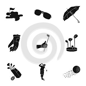 Golf club set icons in black style. Big collection of golf club vector symbol stock illustration