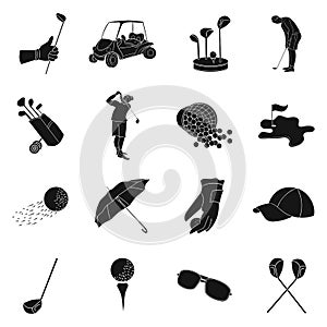 Golf club set icons in black style. Big collection of golf club vector symbol stock illustration