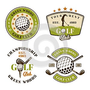 Golf club set of vector emblems, badges, labels