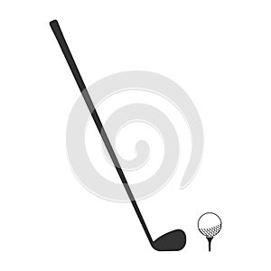 Golf club or stick icon with ball on tee. Vector illustration.